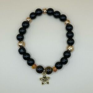 Handmade Midnight Bloom Bracelet (Stretchy)